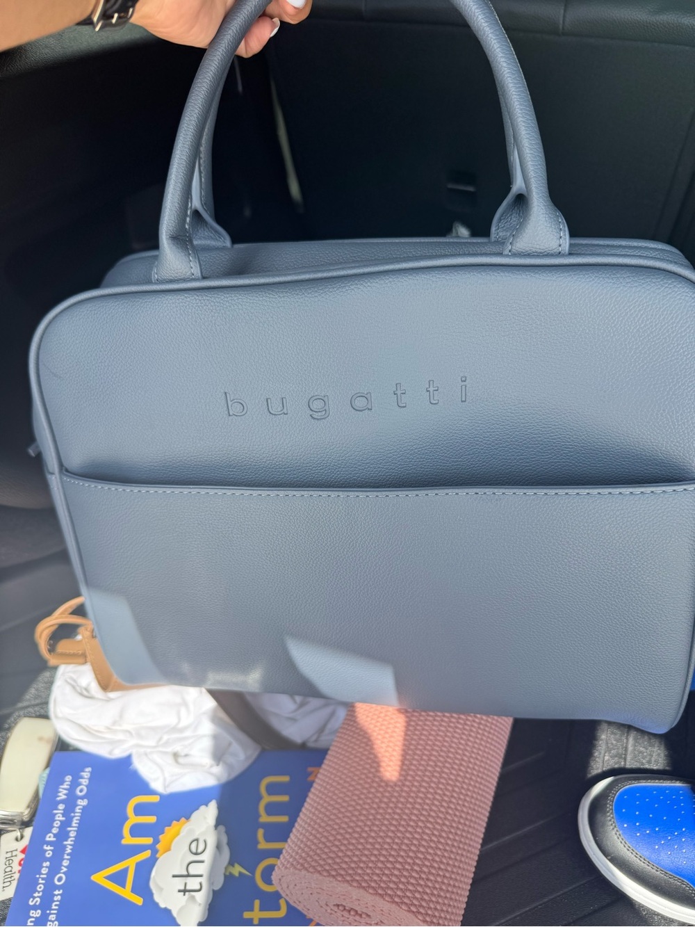 Bugatti Men's Slate Blue Leather Laptop Briefcase